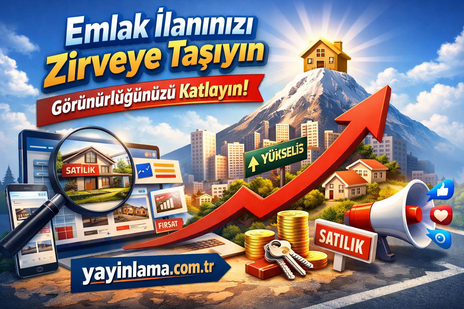 Emlak İlanınızı Zirveye Taşıyın - Yayınlatmak İstiyorum